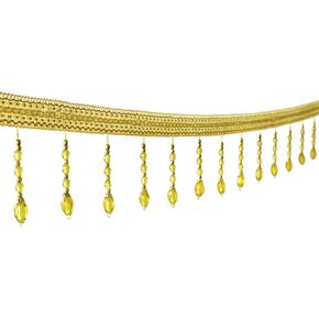 Yalulu 4 Yards Braided Hanging Beads Tassel Trim Fringe Fabric Ribbon Trimming Handwork DIY Craft Sewing Accessory Lace for Home Curtain Table Decoration (Blue)