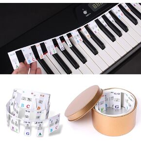 Piano Key Stickers for Beginners Kids 61/88 Full-Size Keys Piano Keyboard Rake Notes Marker Overlay with Case (88 keys)