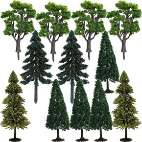 Model Miniature Forest Plastic Toy Trees Bushes Mini Rainforest Diorama Supplies Plant Crafts Train Scenery Oak Firs Cedar Conifers 12