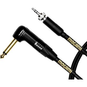Mogami Gold BPSE TS-24R Belt Pack Instrument Cable for Wireless Instrument Systems, 1/4" TS Male Plug to 3.5mm Locking TRS Male Plug, Right Angle to Straight Connectors, 24 Inch