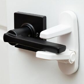 Childproof Door Lever Lock - Easy Install Child Proof Door Lock, Secure 2 Button Design - ABS Material Door Locks for Kids Safety, One Hand Operation Child Safety Locks for Doors