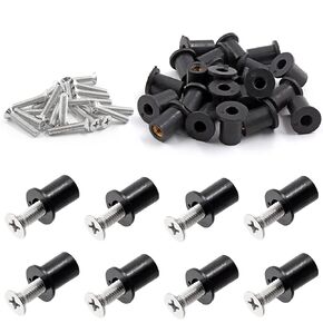 24pcs M4 Well Nut, Neoprene Well Nut with Stainless Steel M4 x 20mm Screws, Brass Copper Bolts Well Nuts Kit for Motorcycle, Kayak, Boat Windshield Hardware