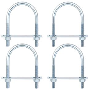 Hotop U Bolts Zinc Plated Carbon Steel with U Bolt Plates and Nuts for Fastening Products (4 Sets,1/2 x 4 x 6-1/2 Inch)