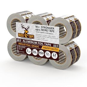 Buck Professional Grade Aluminum Foil Tape - 2 Inch x 216ft (72 yd) 3.6 Mil - Ideal for HVAC, Metal Repair & Insulation - Heat Resistant & Waterproof - Perfect for Sealing Ductwork & Vents