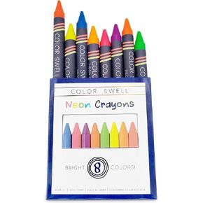 Color Swell Neon Crayons Bulk Packs - 6 Boxes of Fun Neon Crayons of Large Crayon Teacher Quality Durable Classroom Packs for Kids Students Party Favors