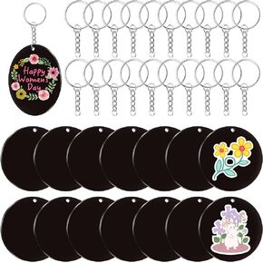 240Pcs Acrylic Keychain Blanks,Including 80pcs Black Acrylic Round Blank,80pcs Keychain Rings and 80pcs Jump Rings for DIY Keychain Projects and Crafts Tags