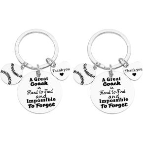 FY 2 Pcs Softball Coach Keychain Great Coach is Hard to Find and Impossible to Forget Keychain Gift for Softball Baseball Coach Baseball coach gifts