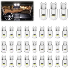 30 Pcs Car 194 LED Bulb, 6000K 168 2825 W5W T10 Wedge COB LED Replacement Bulbs Error Free for Car Dome Map Door Courtesy License Plate Lights, 12V Interior Bulbs for Cars, White