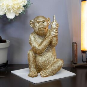 THE ENCHANTED GARDEN Gold Rude Monkey Figurine Home Decor Animal Ornaments And Sculptures in Saudi Arabia