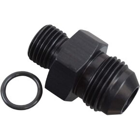 ICT Billet -8AN Flare to 6 Oring ORB Male Fuel Pump Rail Adapter Fitting Flare Hose Plumbing Oil Straight Thread Regulator Port Fluid End Black Anodized F08AN060R