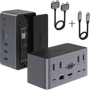 محطة إرساء، شاشة مزدوجة لرسو السفن USB C 18 في 1 لنظام التشغيل Windows/MacBook Pro/Air/Thunderbolt 3 Dock مع حاوية SSD 3 HDMI DP100W PD3.0 RJ45 Ethernet SD/TF قارئ بطاقات الصوت والميكروفون 5 منافذ USB. in Kuwait