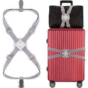 حزام الأمتعة مع إبزيم مضاد للقرص، حزام تثبيت عالي المرونة لحقيبة السفر قابل للتعديل، رمادي in Kuwait