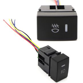 iJDMTOY Factory Style 4-Pole 12V Push Button Switch w/LED Background Indicator Lights Compatible with Fog Lights, DRL, LED Light Bar, etc, Compatible with Honda Civic Accord CR-V FIT (Size: 36x23mm)