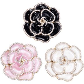 PAGOW 3Pcs Flower Brooch Pin, Fashion Petal Pearl Elegant Exquisite Brooches Pins Set Decoration for Women Wedding Banquet Party Shirts Dresses