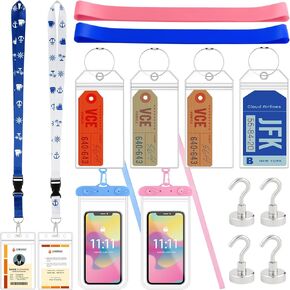 Cruise Ship Essential, Cruise Lanyard for Ship Card Waterproof Luggage Tag Holder Waterproof Phone Pouch Beach Towel Band and Magnetic Hook Cruise Accessories for All Carnival Cruise Ship Lines