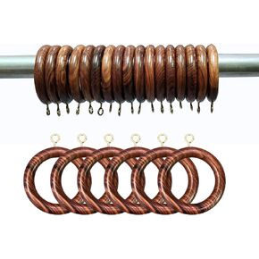 Premium Wooden Curtain Rod Rings - Rosewood Drapery Rings for 1-1.5 Inch Rods, Durable, Easy Glide for Stylish Window Treatments(24 pcs, 1.75 inch Inner Dia)