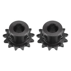 uxcell #25 Chain Roller Sprocket, 6mm Bore 1/4" Pitch 13 Tooth Single Strand Chain Sprocket, C45 Carbon Steel 25 Roller Chain Sprocket with Set Screws for ISO 04C Chain, 2Pcs