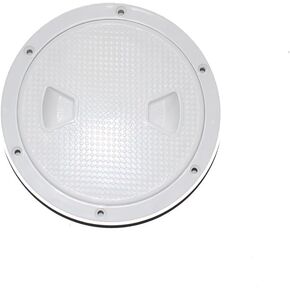 X-Haibei Round Boat Non Slip Inspection Hatch White Plastic Deck Plate with Detachable Cover, Anti-Aging,Anti-UV, Marine Accessories (Inside diameter 6 inch)