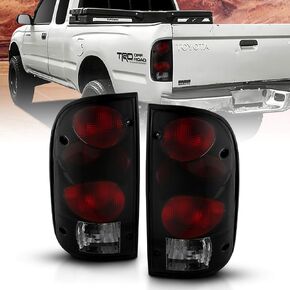 AmeriLite Black Replacement Tail Lights For 95-00 Toyota Tacoma Pickup Truck- Passenger and Driver Side. Bulb and Harness included
