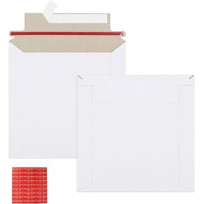 100 Pack 6x6 inch Rigid Mailer Self Seal Photo Document Mailers, Stay Flat White Cardboard Shipping Envelopes White Photography Mailers for CD, Photos