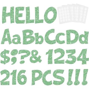 216 Pcs Glitter Bulletin Board Letters, Numbers and Punctuation, Poster Board Letters Alphabet Cut Out Cardboard Letters Accessories for Classroom Display Decorating Supplies 4inch (Yellow)