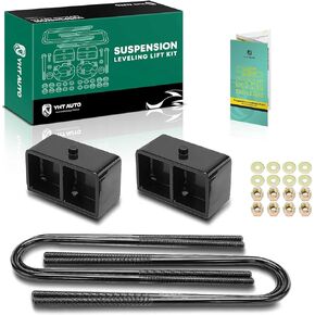 YHTAUTO 2 inch Rear Leveling Lift Kit, Blocks & U-Bolts w/Hardware Kit Fits 1999-2022 Ford F-250 F-350 Super Duty, 2000-2005 Excursion, 4WD/RWD, Suspension Leveling Kit Set of 6
