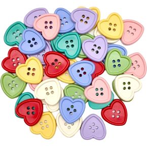 40-Pcs 7/8" Heart Colorful Resin Buttons | Bulk Assorted Buttons for Sewing Clothing Knitting Crafts Decoration(23mm, 8 Colors, 5 Pcs/Color)