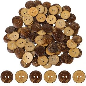 100pcs Natural Coconut Shell Buttons Sewing Buttons 2 Hole Big Buttons, 3/4 Inch Brown Wooden Buttons for Crafts Sewing, Shirt, Clothing Replacement, Buttons Crochet Projects Crafts Decoration