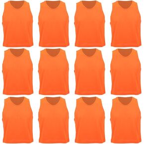 VBESTLIFE Team Practice Vests,Set of 12 Nylon Mesh Scrimmage Vest/Pinnies/Team Practice Jerseys for Children Orange