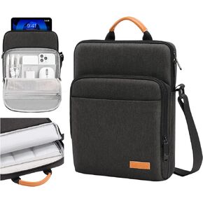 9-11 Inch Tablet Sleeve Bag Carrying Case for iPad 9th/8th/7th Gen 10.2, iPad Air 5/4 10.9, iPad 10th Gen 10.9, iPad Pro 11, Galaxy Tab A8/S8/S6 Lite, with Shoulder Strap & Handle, Black&Gray