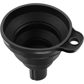 Car Auto Engine Funnel Gasoline Oil Fuel Petrol Diesel Liquid Washer Fluid Change Fill Transfer Universal Collapsible Silicone (black)