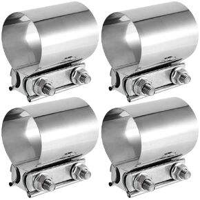 4 PCS 2.5 Inch Butt Joint Exhaust Band Clamp Sleeve, 2 1/2 Inch Stainless Steel Exhaust Clamp for Exhausts, Mufflers, Downpipes