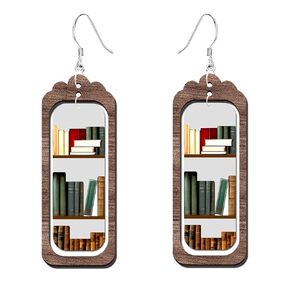 Handmade Book Earrings for Women Bookshelf Dangle Drop Earrings Fun Gifts for Book Lovers Librarian Teachers Appreciation Gifts