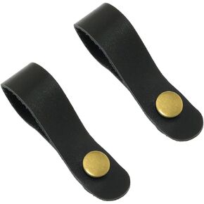 Maxmoral 2PCS Guitar Headstock Adapter Straps Leather Headstock Straps Guitar Neck Tie, Black