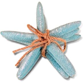 Puzzled Nautical Turquoise Starfish Set - Decorative Beach Style Tabletop Centerpiece, Realistic Resin Sea Coral Reef Starfishes for Ocean Themed Home Accent Decor - 3 Pieces