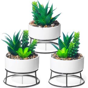 3 عبوات من النباتات الاصطناعية النضرة المزيفة والمساحات الخضراء مع مزارعي السيراميك، ونباتات بوعاء للمنزل والمكتب وديكور الغرفة وديكور طاولة الحفلات وحفلات الزفاف وأعياد الميلاد in Kuwait