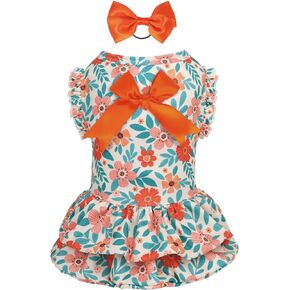 CuteBone Dog Dress Girl Puppy Skirt Cat Outfit Pet Clothes for Small Dogs Costume Birthday Gift DR27S