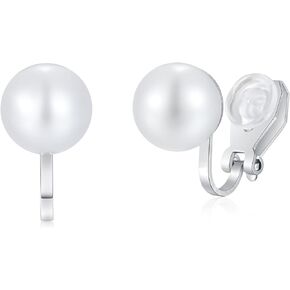 Pearl Clip on Earrings for Women Pearl Earring Non Pierced Earrings 925 Sterling Silver Plated Pearl Earrings for Wedding Minimalist Jewelry for Women 10MM