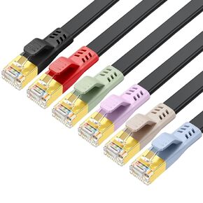 CAT 8 Ethernet Cable 5ft 6 Pack, Colorful Flat Ethernet Cable 40Gbps 2000Mhz,High Speed CAT8 Internet LAN Patch Cord Double Shielded with RJ45 for Gaming/PS5/PC/Modem/Router (5 ft 6Pack Colorful)