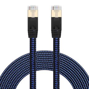Cat 7 Ethernet Cable 50ft, Nylon Braided Heavy Duty High Speed Cat7 Cable Shielded Gigabit Flat Cat7 RJ45 LAN Cable Internet Network Patch Cord 10Gbps for Gaming PS4, Xbox One,Laptop,Modem, Router
