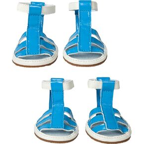 Pet Life Buckle-Supportive Reflective PVC Dog Sandals - Waterproof Summer Dog Shoes with Added Details - Set of 4 Pet Sandals