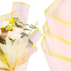 Max Shape 20 Sheets Flower Wrapping Paper,Waterproof Floral Bouquet Wrapping Paper with Gold Edge,Florist Supplies Packaging Paper for Wedding Birthday Gift DIY (Black)