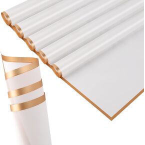 Framendino, 20 Sheets Flower Wrapping Paper Florist Bouquet Waterproof Floral Wrapping Paper 22.8x22.8 inch (White)