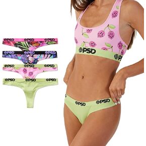 PSD Women's Basic Solid Thong - Minimal Coverage Women's Underwear - Comfortable Stretch Panties for Women