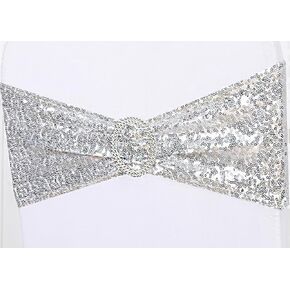 Double-Sided Gold Sequins Chair Sashes 50 Pack for Chairs Covers, Gold Chair Sashes for Christmas Easter Decor Gold Sashes for Chairs with Buckle Slider for Party Wedding Hotel Event Decor