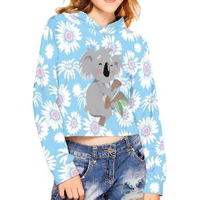 Girls Crop Tops Hoodies Long Sleeve Pullover Soft Drop Shoulder Sweatshirt for Teen Kid Age 5-14 Years Old