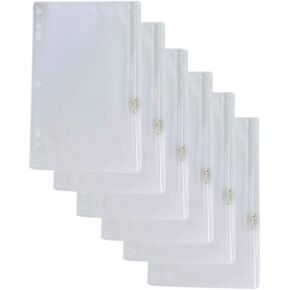 Vinyl Ring Binder Pockets - 9 ½ x 6 Inches - Fits All Standard Ring Binders - Zip Closure to Secure Your Belongings - 12-Pack