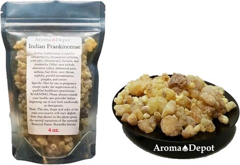 Indian Frankincense 100% Pure Natural Gum Organic Aromatic Tear Rock Incense Tree Sap Olibanum Bulk Boswellia Serrata (4 Ounce) in Saudi Arabia