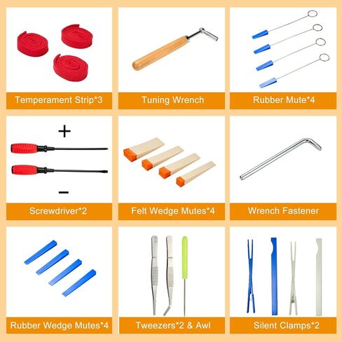 طقم ضبط البيانو الاحترافي 24 قطعة مجموعة أدوات ضبط البيانو العالمية مجموعة أدوات ضبط البيانو للمبتدئين المحترفين مع حقيبة محمولة، مفتاح ضبط، قفل مفتاح الربط. موالف المهنية in Kuwait