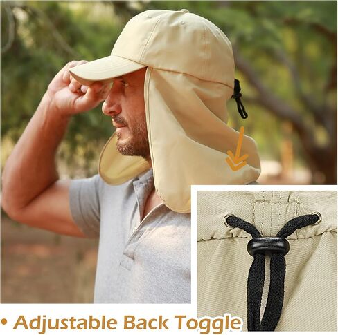 Solaris Mens Sun Hat Neck Flap 2 in 1 Foldable Waterproof UPF 50+ Baseball Cap Fishing Hiking Outdoor in Saudi Arabia